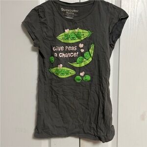Youth/Pre-Teen Girls Gray “Give Peas a Chance” Graphic Tee